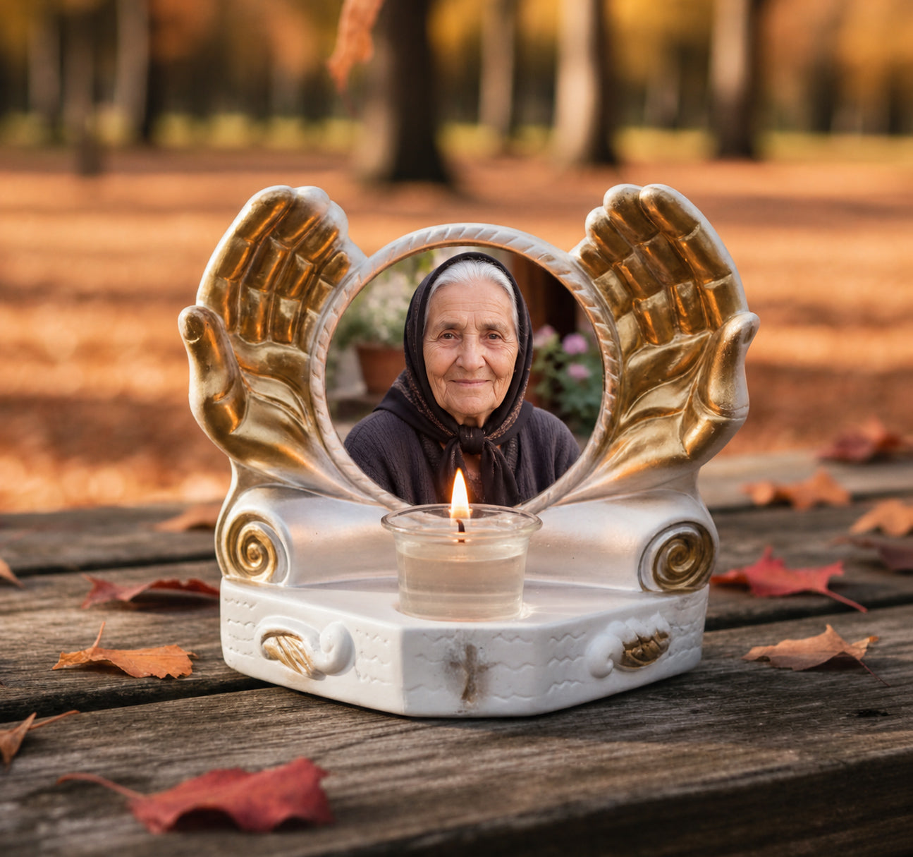 Candelă personalizată cu poza ta (în memoria celor dragi) mâini îngerești