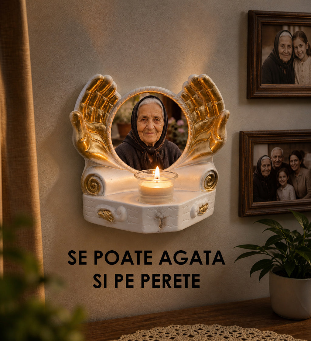 Candelă personalizată cu poza ta (în memoria celor dragi) mâini îngerești