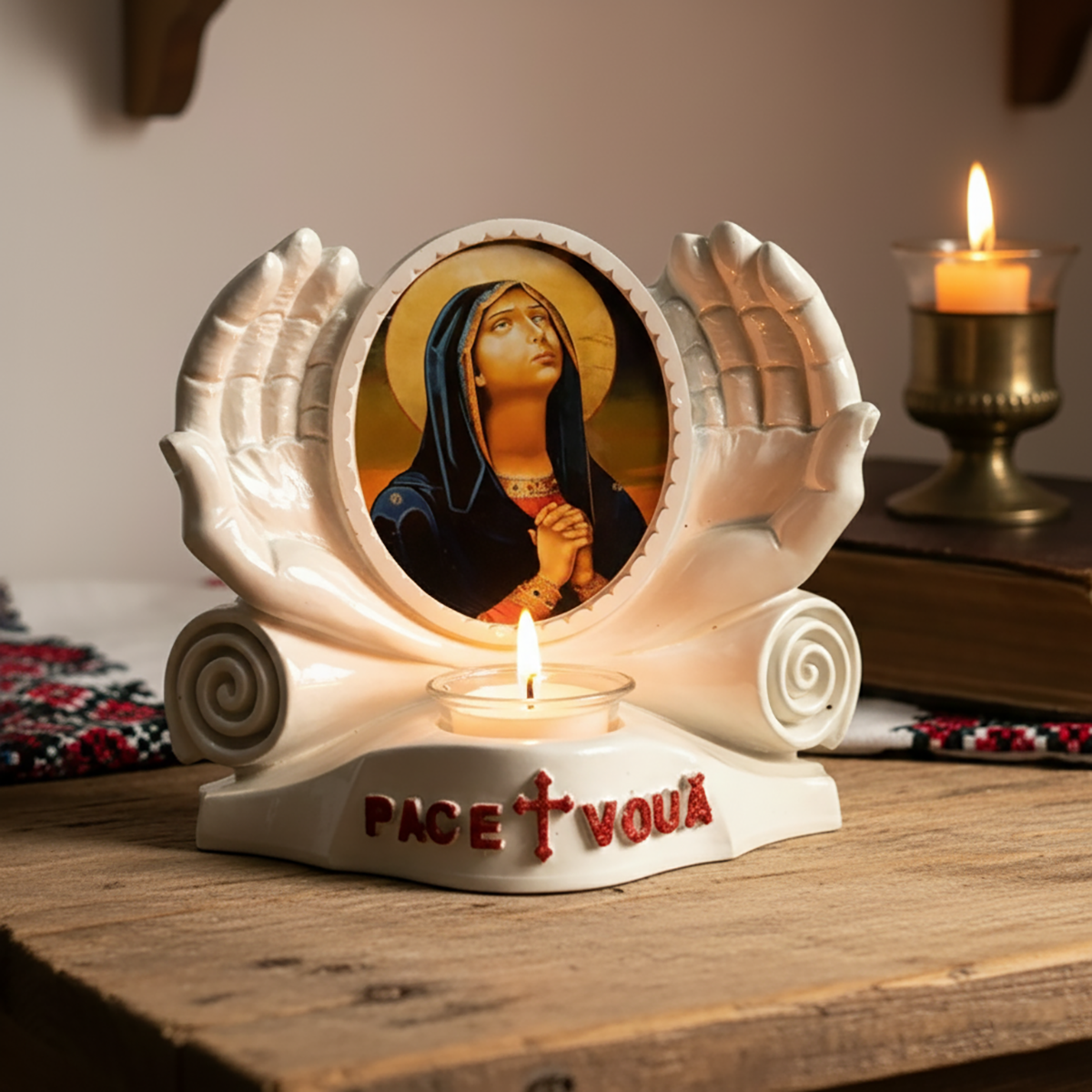 Candela Pacii Maica Domnului in rugaciune (alba)